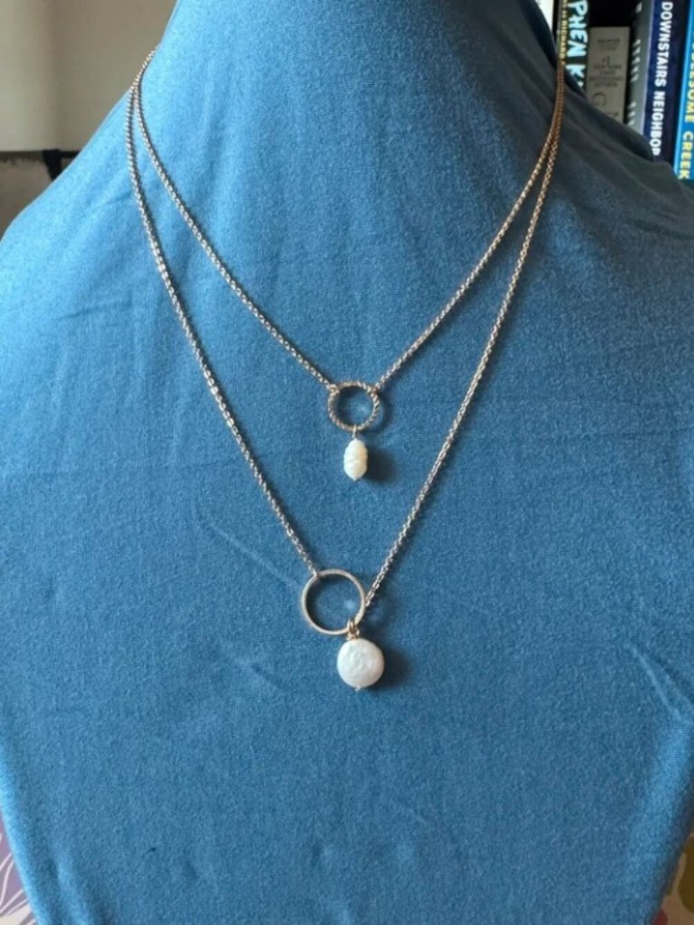 Jeune Colette NWT Gold Layered Necklace Set Pearl Circle Dangle Earrings